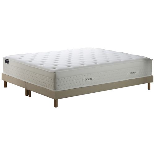 Ensemble Matelas Hybride Ressorts Zoné H 29 Cm Mémoire De Forme Sommier Lattes Beige 2x80x200