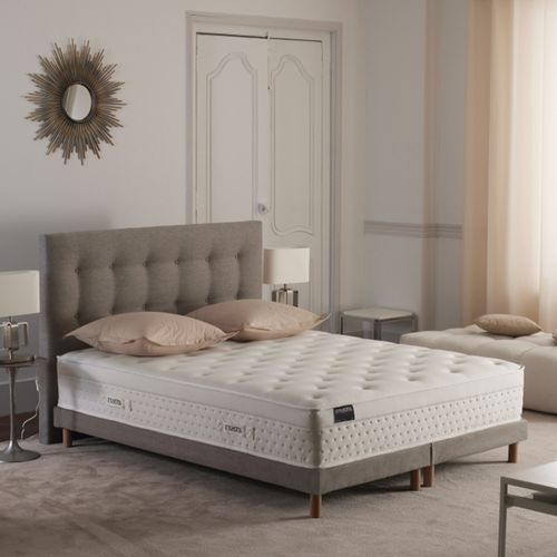 Ensemble Matelas Hybride Ressorts Zoné H 29 Cm Mémoire De Forme Sommier Lattes Gris 2x80x200