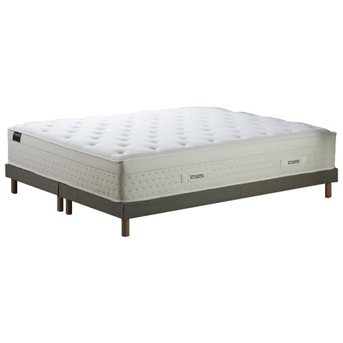 Ensemble Matelas Hybride Ressorts Zoné H 29 Cm Mémoire De Forme Sommier Lattes Gris 2x80x200