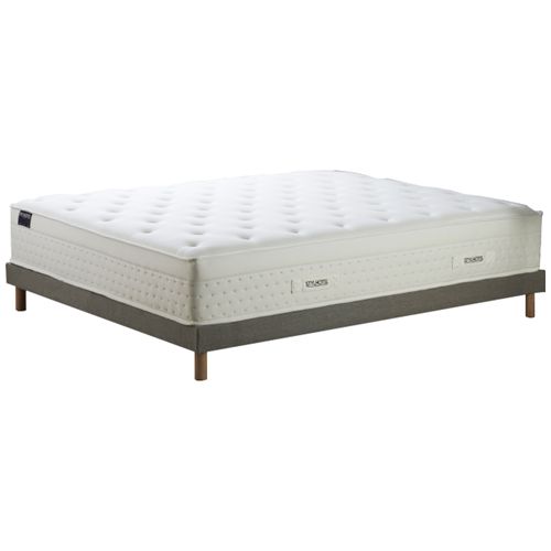 Ensemble Matelas Hybride Ressorts Zoné H 29 Cm Mémoire De Forme Sommier Lattes Gris 140x200