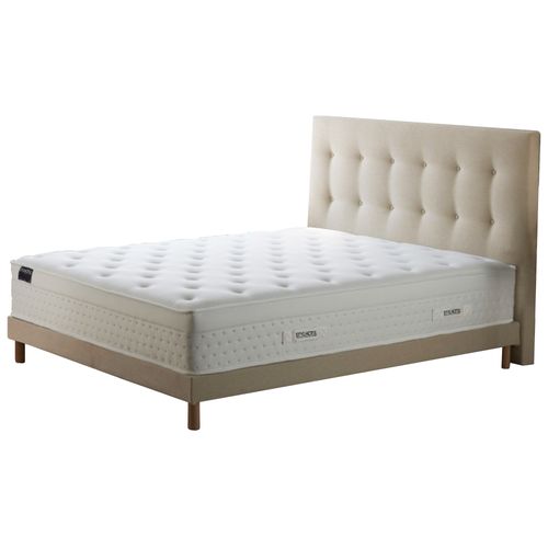 Ensemble Matelas Ressorts Hybride Zoné H 29 Cm + Sommier Kit + Tete De Lit Capitonnee Beige 140x190