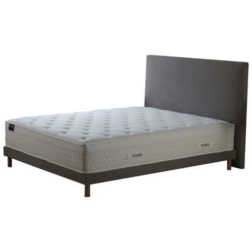 Ensemble Matelas Ressorts Hybride Zoné H 29 Cm + Sommier Kit Lattes + Tete De Lit Lisse Gris 180x200