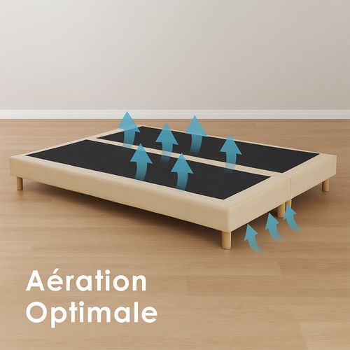 Ensemble Matelas Ressorts 160x200 cm Sommier Tapissier 2x80x200 Tête De Lit Beige