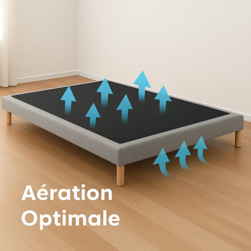 Ensemble Matelas Ressorts Hybride Zoné H 29 Cm + Sommier + Tete De Lit Lisse Gris 140x190