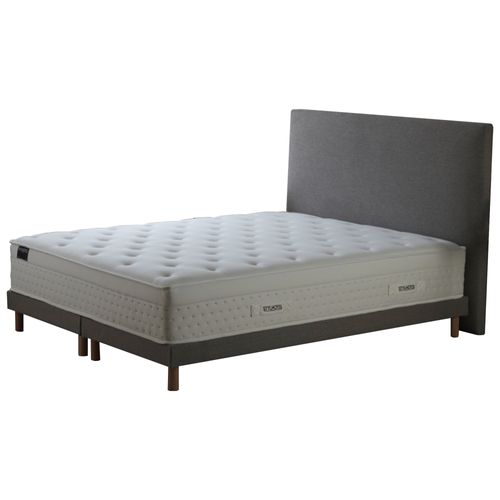Ensemble Matelas Ressorts Hybride Zoné H 29 Cm + Sommier + Tete De Lit Lisse Gris 2x80x200