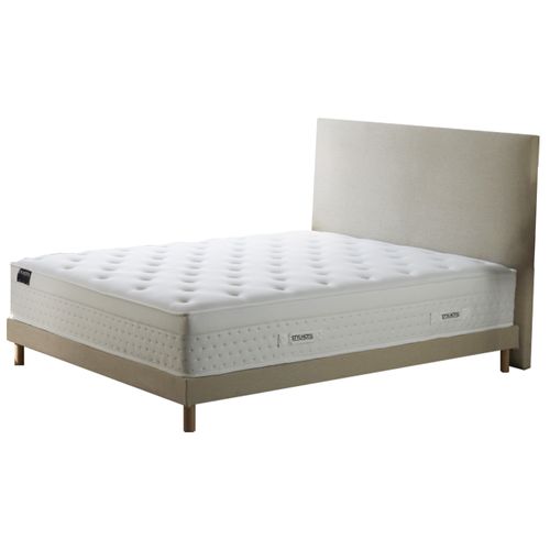 Ensemble Matelas Ressorts Ensachés H29 Cm Mémoire De Forme Sommier Tete De Lit Beige 140x190