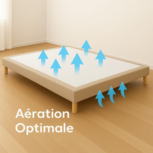 Ensemble Matelas Ressorts 140x190 cm Mémoire De Forme Sommier Tapissier Lattes Tête De Lit Beige