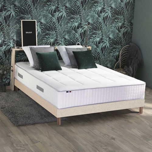 Ensemble Matelas Ressorts 7 Zones Palacio + Sommier En Kit Beige Lattes Flexibles 140x190
