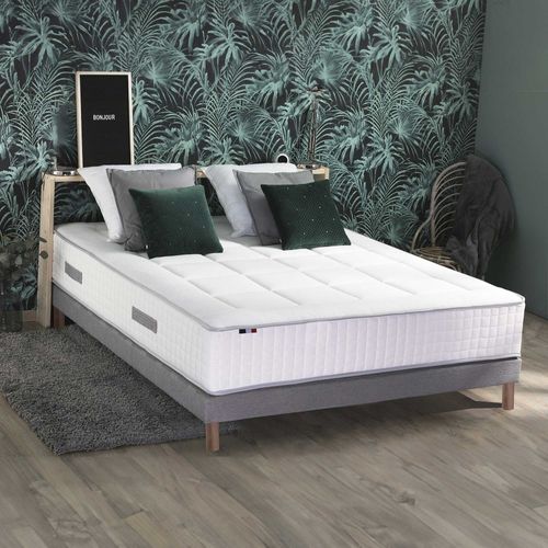 Ensemble Matelas Ressorts 7 Zones Palacio + Sommier En Kit Gris Lattes Flexibles 180x200