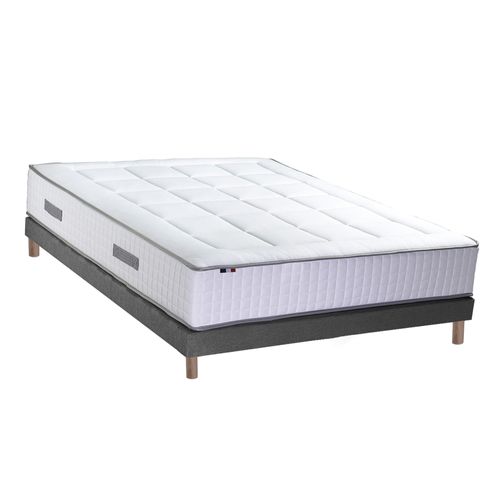 Ensemble Matelas Ressorts 7 Zones Palacio + Sommier En Kit Gris Lattes Flexibles 180x200