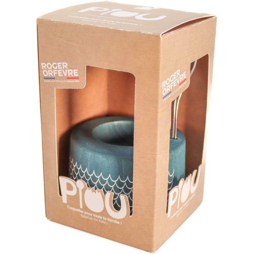 Coffret Coquetier En Bois Piou Piou Bleu Marine