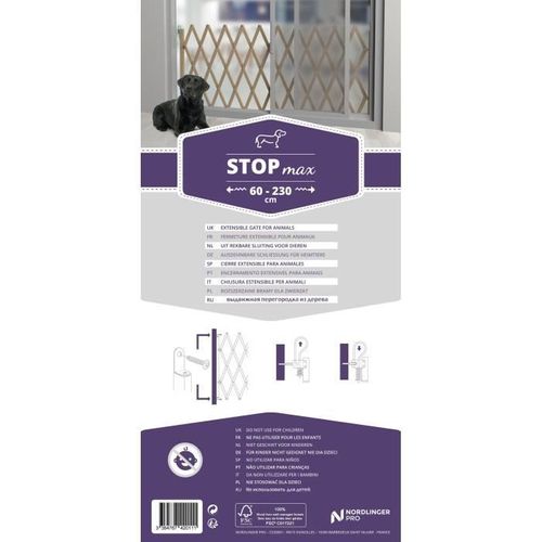 Barrière - 742011 - Stopmax - Extensible - Bois - 60-230 Cm - Pour Chien