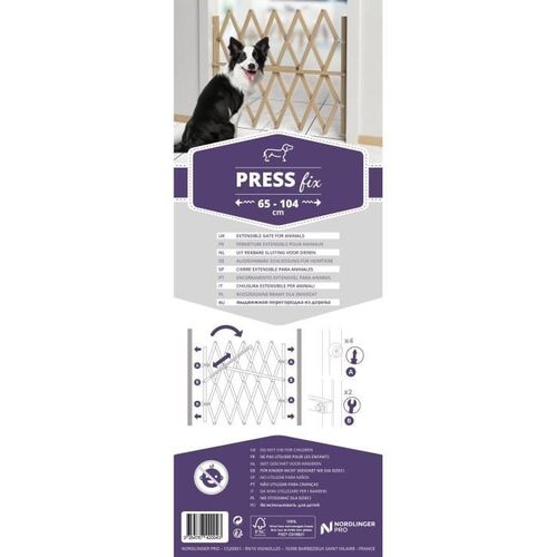 Barrière Bois Animaux - Press'fix - Extensible 0,65-1,04 M - Sans Perçage - Pression