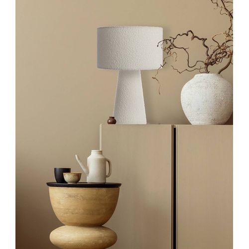 Lampe Badi En Tissu Bouclette, Textile, Diam. 35 Cm, Ampoule LED E27