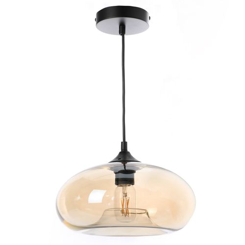 Suspension Bronks Ambré, Verre, Diam. 28 Cm