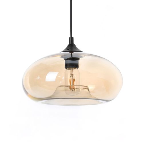 Suspension Bronks Ambré, Verre, Diam. 28 Cm