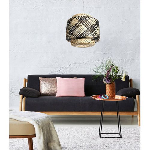 Suspension Halong 40 Naturel Et Noir, Bambou, Diam. 38 Cm,