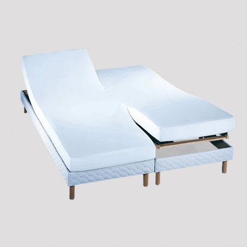 Protège-matelas Double Molleton En Coton Blanc 2x80x200