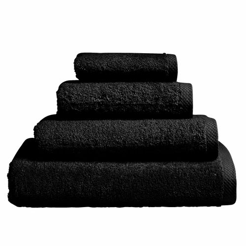 Drap De Douche Uni En Coton Noir 65x125