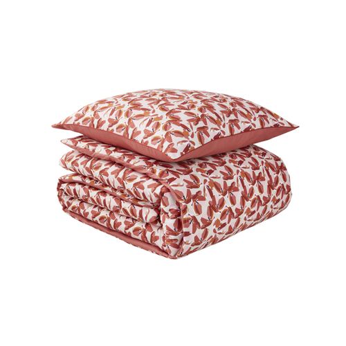 Parure De Lit En Percale De Coton Rouge 140x200