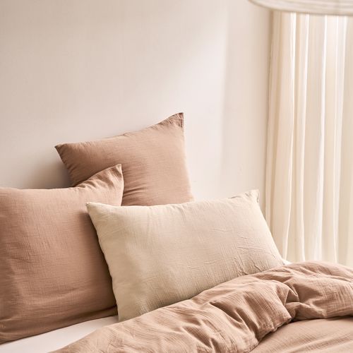 Taie D'oreiller En Gaze De Coton Marron 50x75