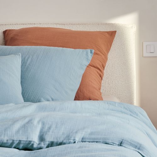 Taie D'oreiller En Gaze De Coton Bleu 50x75