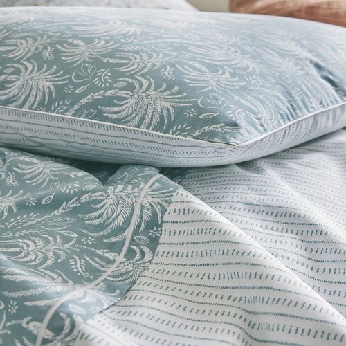 Drap Plat En Percale De Coton Bleu 270x300