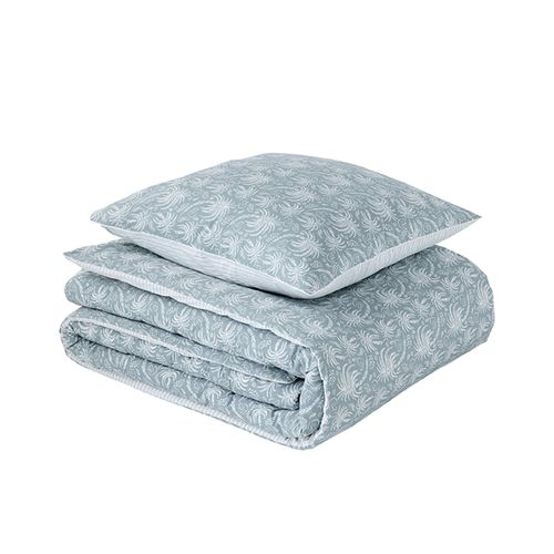 Parure De Lit En Percale De Coton Bleu 140x200