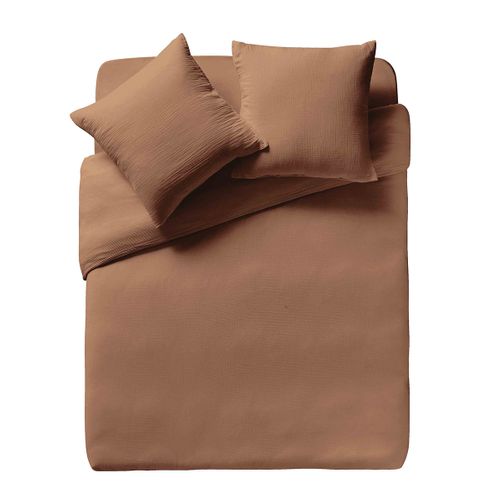 Parure De Lit En Gaze De Coton Marron 260x240