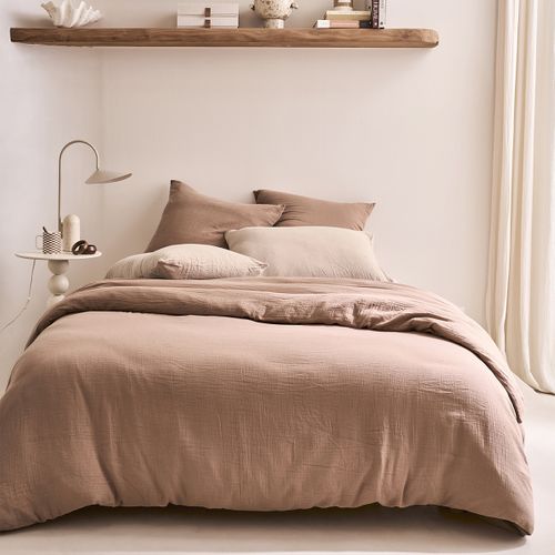 Parure De Lit En Gaze De Coton Marron 240x220