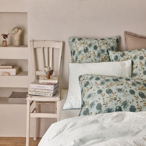 Taie D'oreiller En Satin De Coton Bleu 65 X 65 Cm