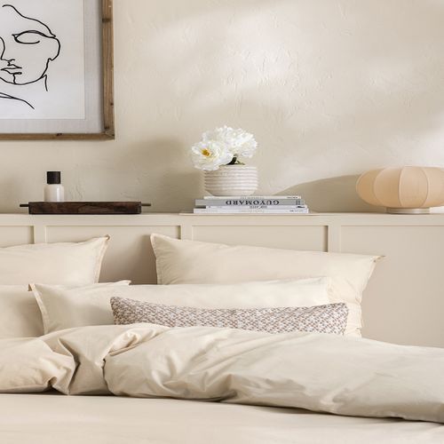Taie D'oreiller En Percale De Coton Beige 65 X 65 Cm