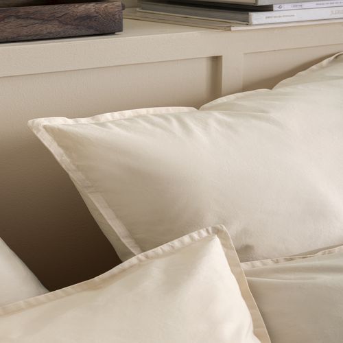 Taie D'oreiller En Percale De Coton Beige 50 X 70 Cm