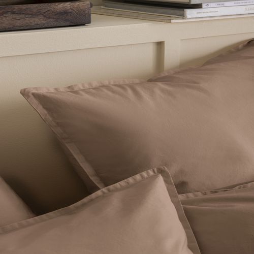 Taie D'oreiller En Percale De Coton Marron 50 X 70 Cm