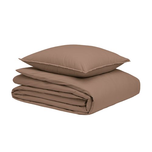 Parure De Lit En Percale De Coton Marron 260 X 240 Cm