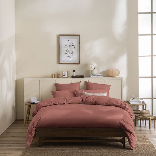 Parure De Lit En Percale De Coton Rose 240 X 220 Cm