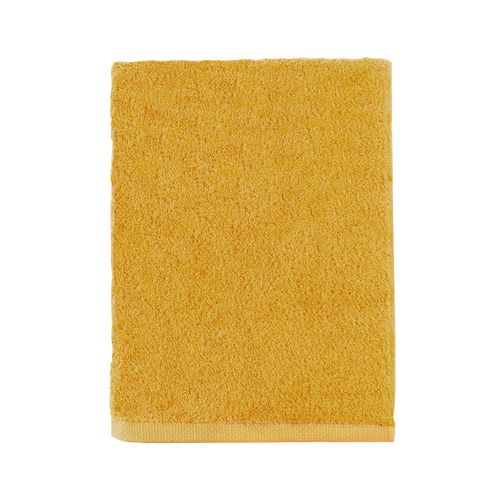 Serviette De Bain Unie En Coton Jaune Safran 55x100