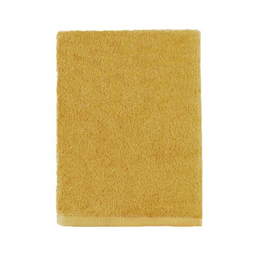 Serviette De Bain Unie En Coton Jaune Safran 55x100