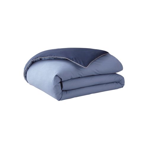 Housse De Couette Bicolore En Coton Bleu 200x200 - Housse de couette - Parure de lit