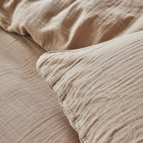 Parure De Lit En Gaze De Coton Beige 140x200