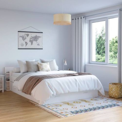 Lampe métal bois H. 38 BEDWOOD blanc