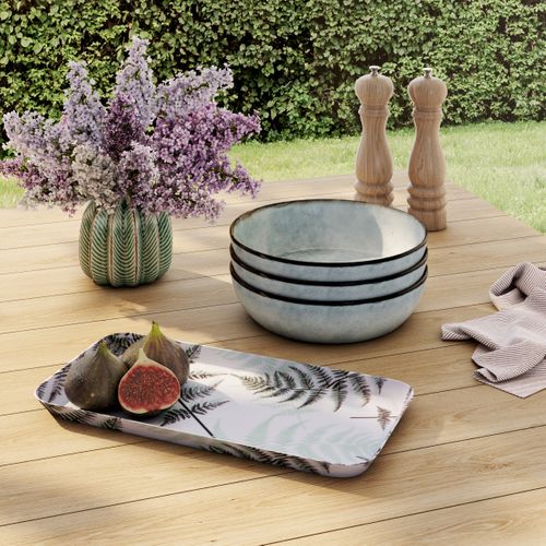 Plateau 30x15 cm JARDIN BOTANIQUE Blanc / Vert / Marron