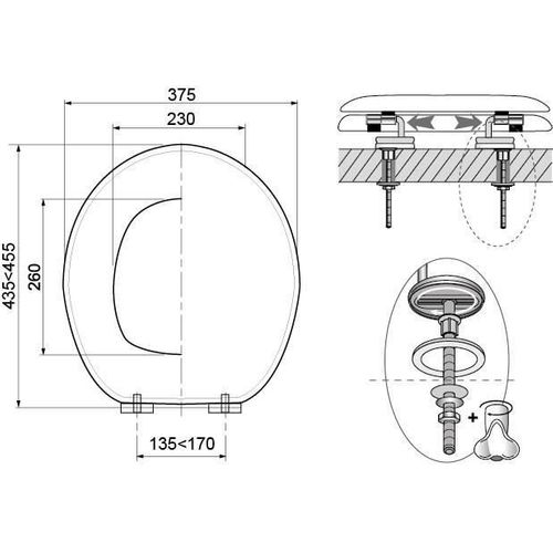 Wirquin Abattant Trendy Line Effet Marbre - Bois Compresse - Charniere Inox
