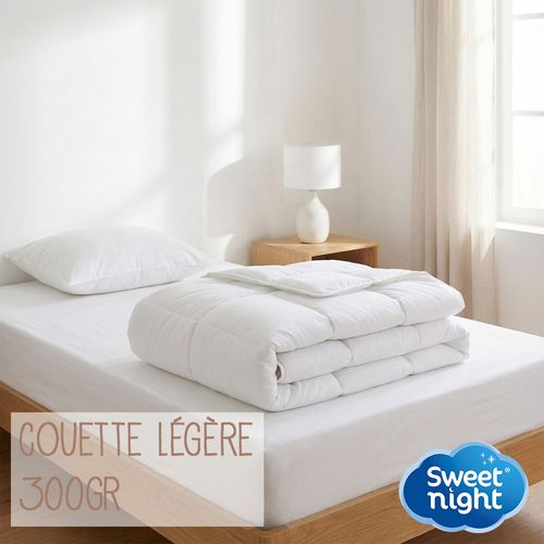 Sweetnight - Couette 140x200 Cm - Pour Lit 1 Personne - Enveloppe Coton - Légère - Sans Traitement