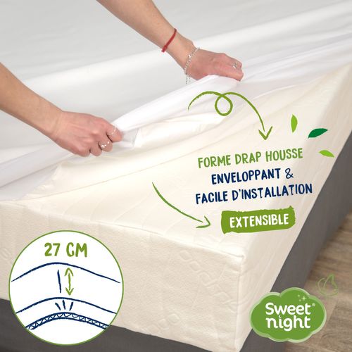 Protège Matelas 90x190 Cm - Molleton 100% Coton - Traitement Végétal Anti-acariens Greenfirst