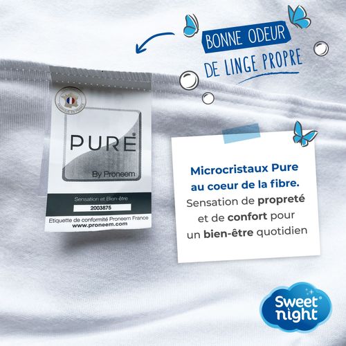 Protège Matelas 90x190 - Molleton 100% Coton - Senteur Linge Propre Aux Perles De Fleurs