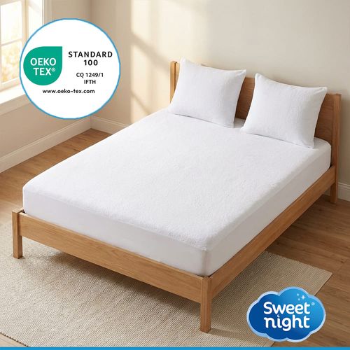 Lot Protection Literie : Protège-matelas 160x200 + 2 Taies D'oreiller 65x65 - Bouclette Coton