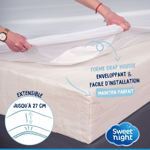Lot Protection Literie : Protège-matelas 140x190 + 2 Taies D'oreiller 65x65 - Bouclette Coton Douce