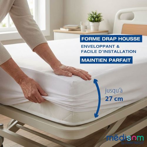 Protège-matelas 140x190 Cm 100% Imperméable - Forme Drap Housse - Lavable à 90°c -