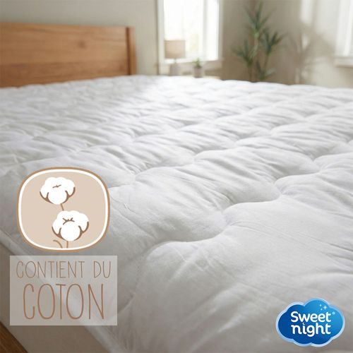 Surmatelas 90x200 Cm - Protege Matelas Impermeable - 4 Coins Elastiques - Traitement Anti-acarien